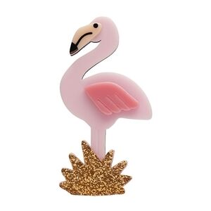 Chic Flamingo Brooch in Pink and Gold Flamboyant Flamingo Funk Brooch